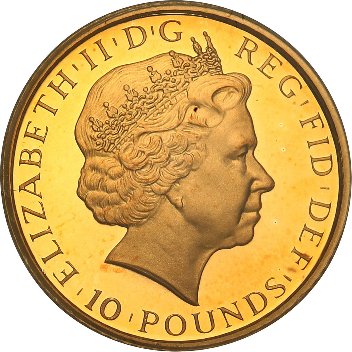 W. Brytania. Elżbieta II. 10 funtów 2011 PCGS PR70 DCAM (MAX) 1/10 uncji złota